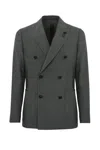 Lardini Roma Double-breasted Jacket In Wool Blend In Grigio