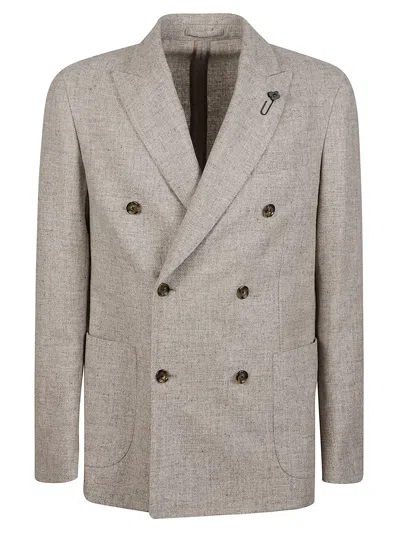 Lardini Roma Double-breasted Wide-lapel Wool Jacket In Gray