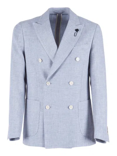 Lardini Double-breasted Blazer In Gray