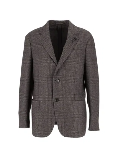 Lardini Roma Prince Of Wales Check-pattern Blazer In Brown