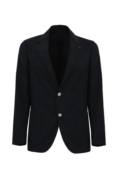Lardini Roma Single-breasted Jacket In Wool Blend In Blu