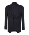Lardini Herringbone-pattern Single-breasted Blazer In Blue
