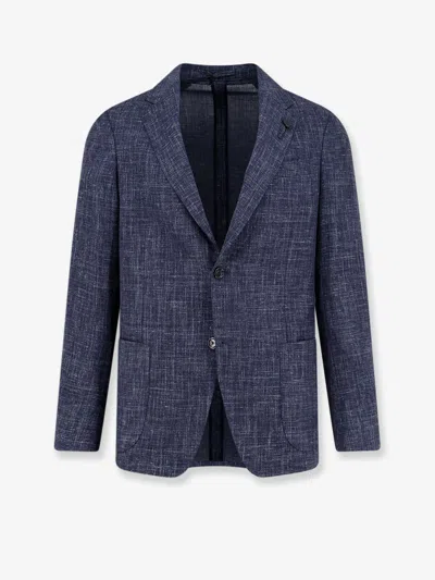 Lardini Roma Wool, Silk And Linen Blazer In Blue