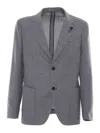 Lardini Micro-check Single-breasted Blazer In Gray