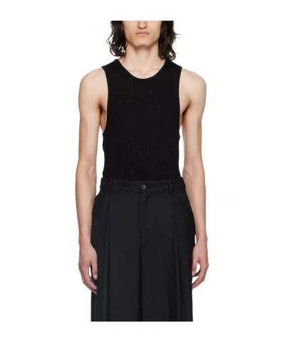 Lardini Round Collar Drawn-down Vest In Black