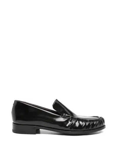 Lardini Ruched Loafers In Black