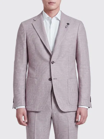 Lardini Single-breasted Blazer In Virgin Wool And Linen In Blue