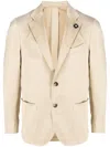 Lardini Satin-finish Single-breasted Blazer In Neutral