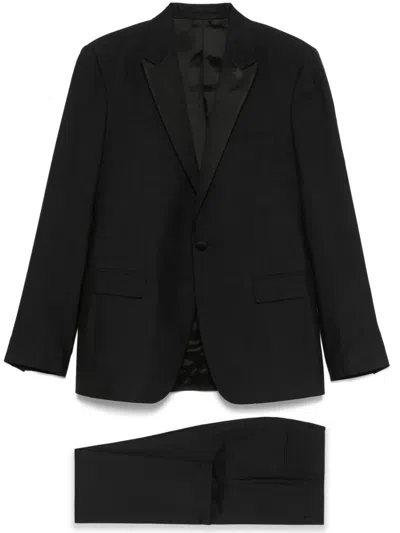 Lardini Satin-lapels Suit In Black