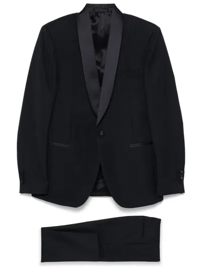 Lardini Satin-trim Suit In Blue