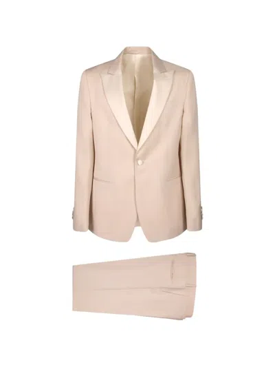 Lardini Satin-lapel Single-breasted Suit In Neutral