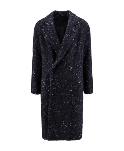 Lardini Sequin-embellished Double-breasted Coat In Blue