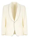 Lardini Wool Shawl Neck Jacket In Neutral