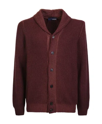 Lardini Shawl-collar Knit Cardigan In Brown