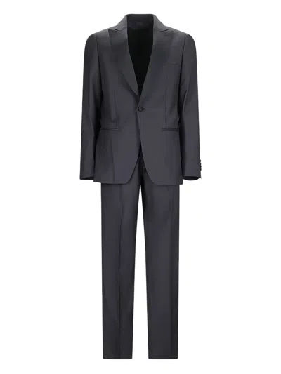 Lardini Shawl-lapel Single-breasted Suit In Black
