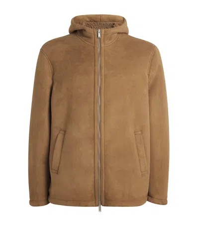 Lardini Shearling Zip-up Jacket In Brown
