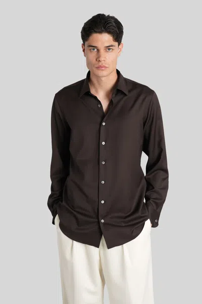 Lardini Shirt In Brown Wool