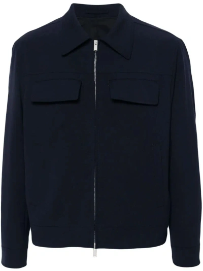 Lardini Zip-up Shirt Jacket In Blue