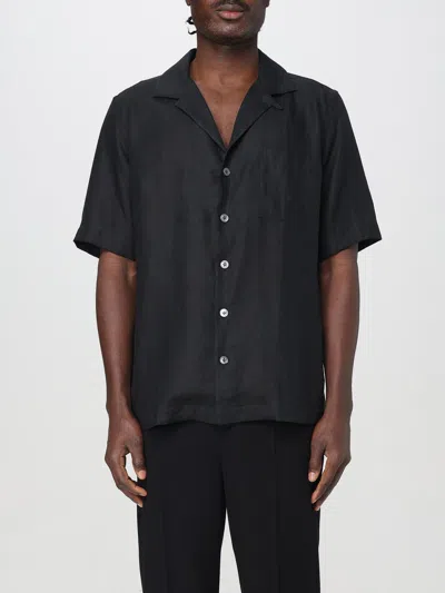 Lardini Black Spread Collar Shirt In Schwarz