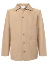 Lardini Textured Cotton Shirt With Functional Pockets In Neutral