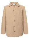 Lardini Textured Cotton Shirt With Functional Pockets In Beige