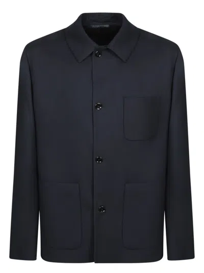 Lardini Blue Wool Overshirt