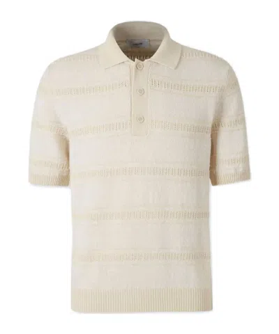 Lardini Short Sleeve Knit Polo Shirt In White