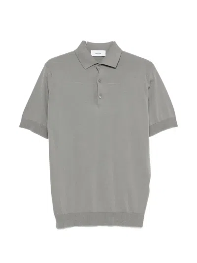 Lardini Short-sleeve Knitted Polo Shirt In Gray