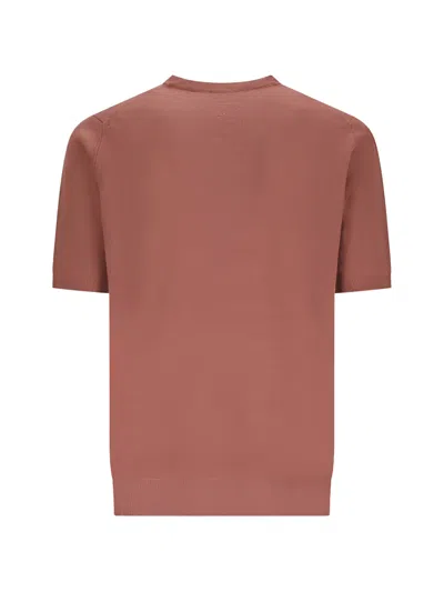 Lardini Short-sleeve Knitted T-shirt In Brown