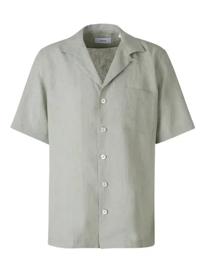 Lardini Short-sleeve Linen Shirt In Salvia Green