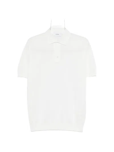 Lardini Mens Polo Shirt Short Sleeves Ribbed Trims In White