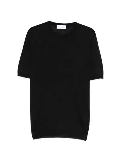 Lardini Crew Neck Knit T Shirt Short Sleeves In Black