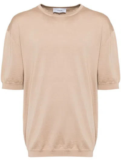 Lardini Short-sleeved Jumper In Brown