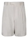 Lardini Tailored Linen Shorts With Side Pockets In Beige