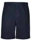 Lardini Classic Linen Bermuda Shorts With Single Pleat And Side Pockets In Blue