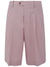 Lardini Tailored Pleated Shorts With Functional Pockets In Pink & Purple