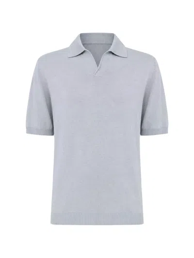 Lardini Short-sleeve Knit Polo Shirt In Gray