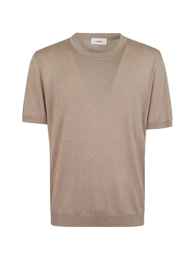 Lardini Short-sleeved Knitted T-shirt In Neutral