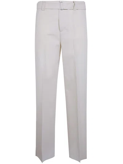 Lardini Silk And Cotton Belt Trousers In Gray