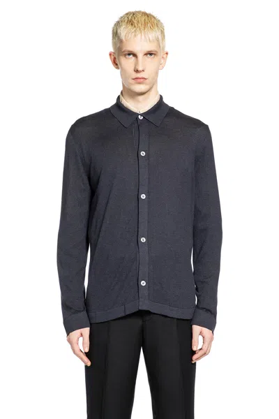 Lardini Silk Knit Shirt In Blue