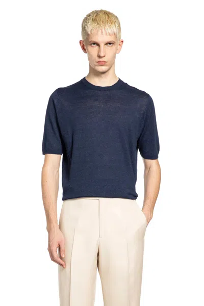 Lardini Silk Knit T-shirt In Blue