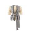 Lardini Top With Sleeves Tulle Gold And Fusciacca In Multicolor