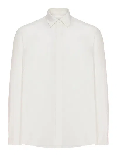 Lardini Silk Shirt With Hidden Buttoning In White