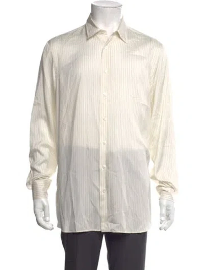 Pre-owned Lardini Silk Striped Shirt In White