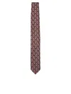 Lardini Pure Silk Tie With Brown And Red Geometric Pattern In Bordeaux