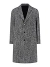 Lardini Longline Textured Fabric Notched Lapel Jacket In Black