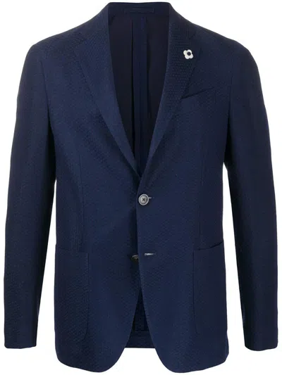 Lardini Single-breasted Textured Jacket In Black