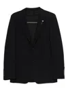 Lardini Navy Blue Tailored Jacket With Functional Pockets In Black