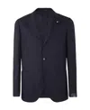 Lardini Velvet Blazer Jacket With Tailored Fit And Classic Notch Lapels In Black