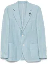 Lardini Single-breasted Jacket In Light Blue Linen And Wool In Blue
